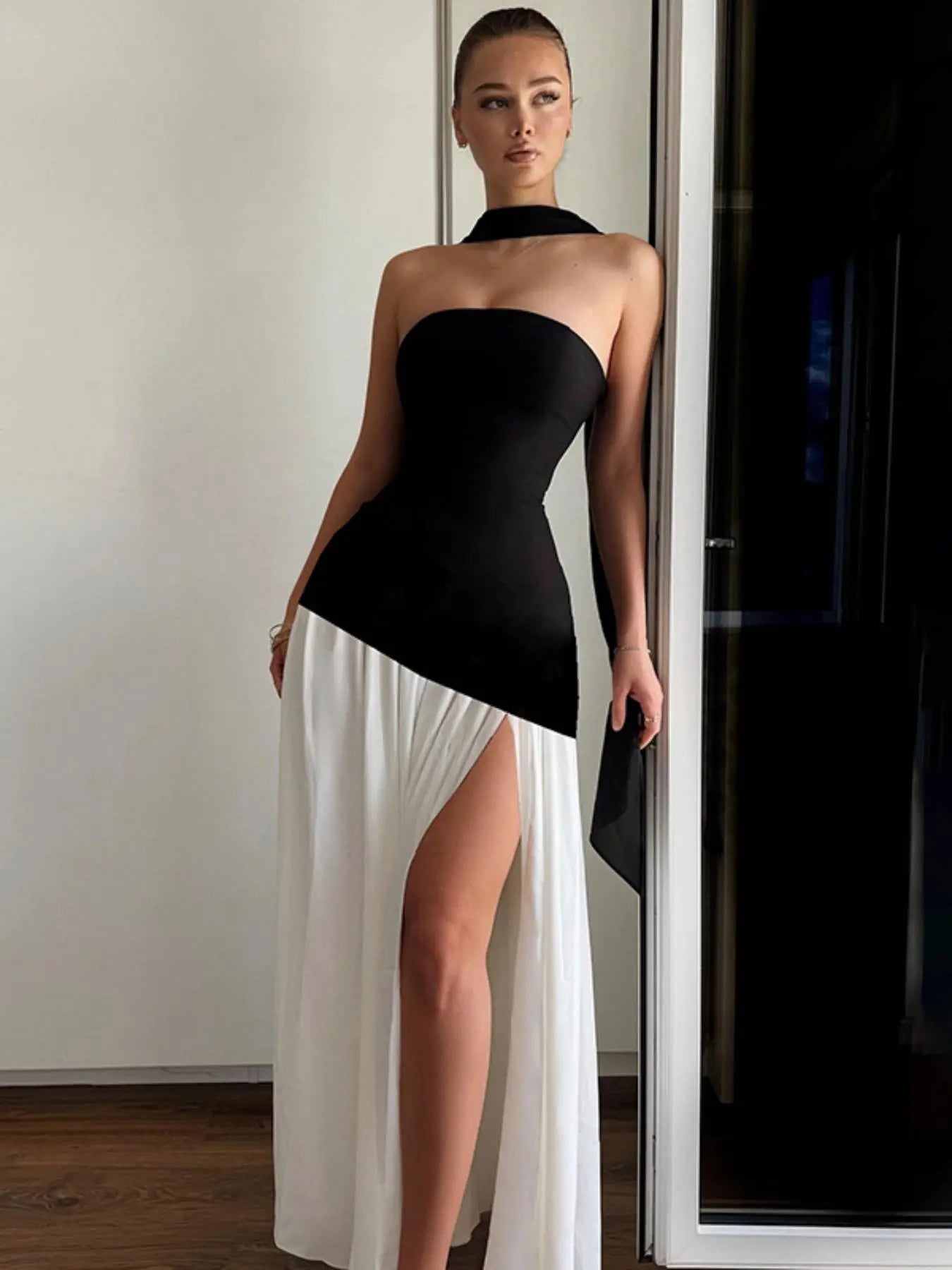 Women's Elegant Strapless Split Thigh Tube Dress