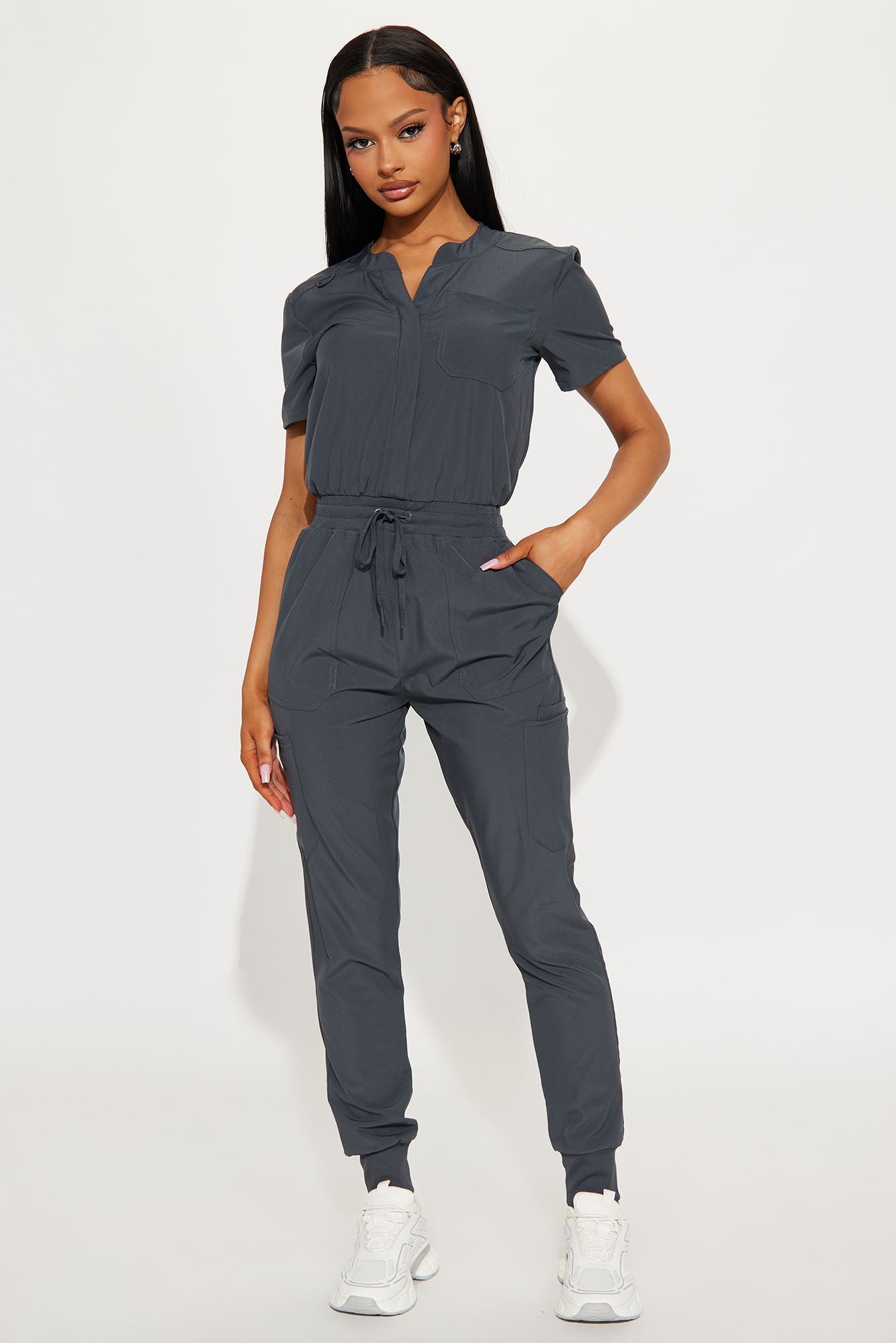 Full Shift Stretch Jogger Scrub Uniform Jumpsuit - Black