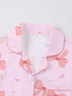 Women's Valentine's Day Sleepwear Set, Bow Print Pajamas