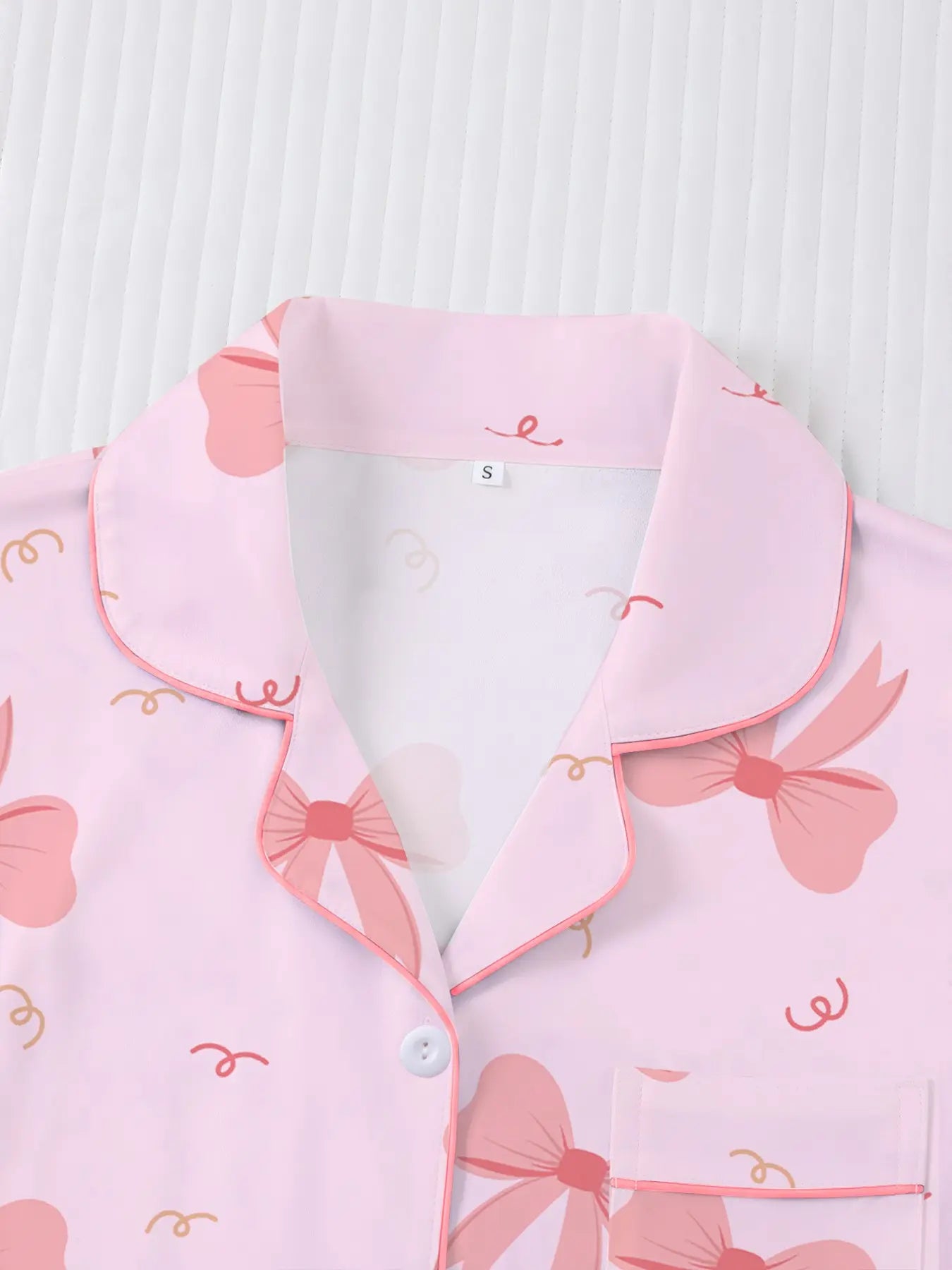 Women's Valentine's Day Sleepwear Set, Bow Print Pajamas