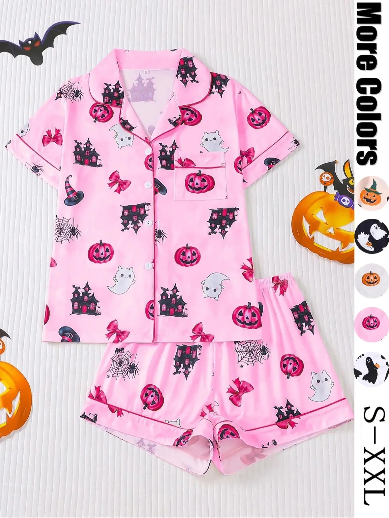 Women Christmas Pajama Set, Santa & Bowknot Tree Pattern