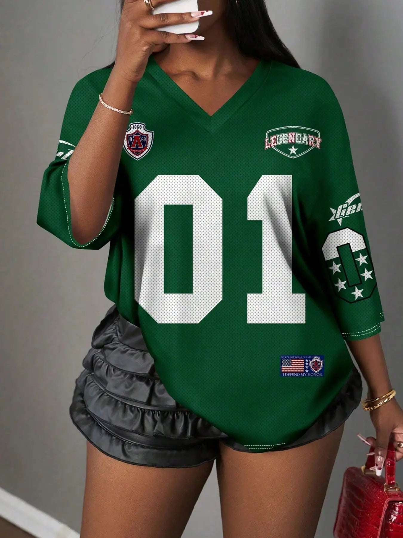 Y2K Vintage Mesh Sports Jersey Shirt for Women - V-Neck