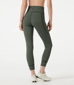 High Waisted Drawstring Striped Yoga Leggings with Pockets