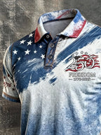 Men's Retro "Patriot" Color-Block Short-Sleeve Polo Shirt
