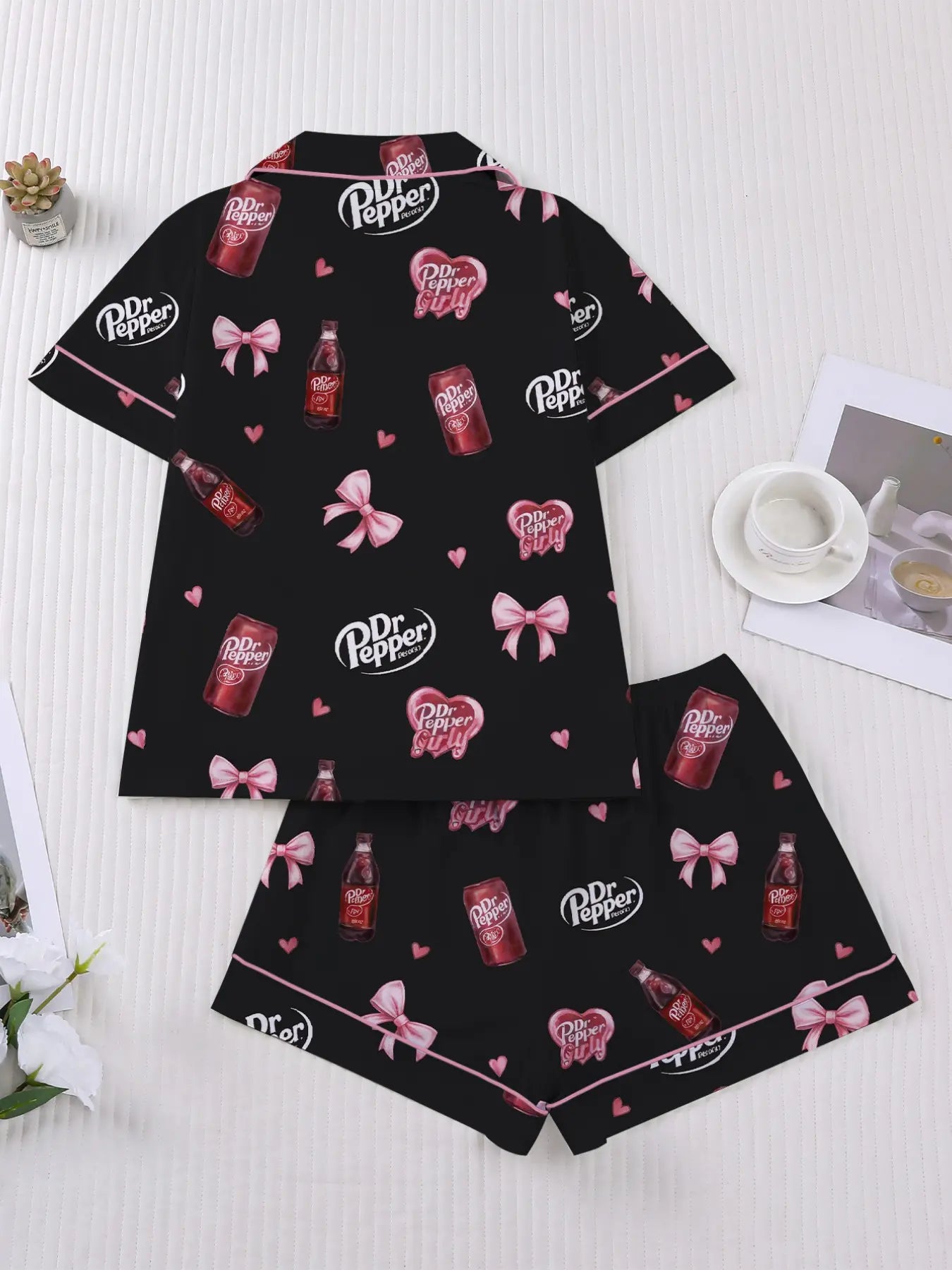 Women's Heart Bow Print Sleepwear Set