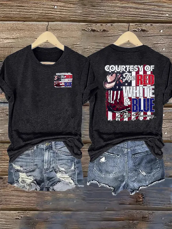 Women's  Courtesy Of Red White And Blue, 250th Anniversary Freedom T-Shirt