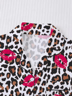 Women's Sleepwear Set, Soft Short Sleeve Shirt & Elastic Shorts