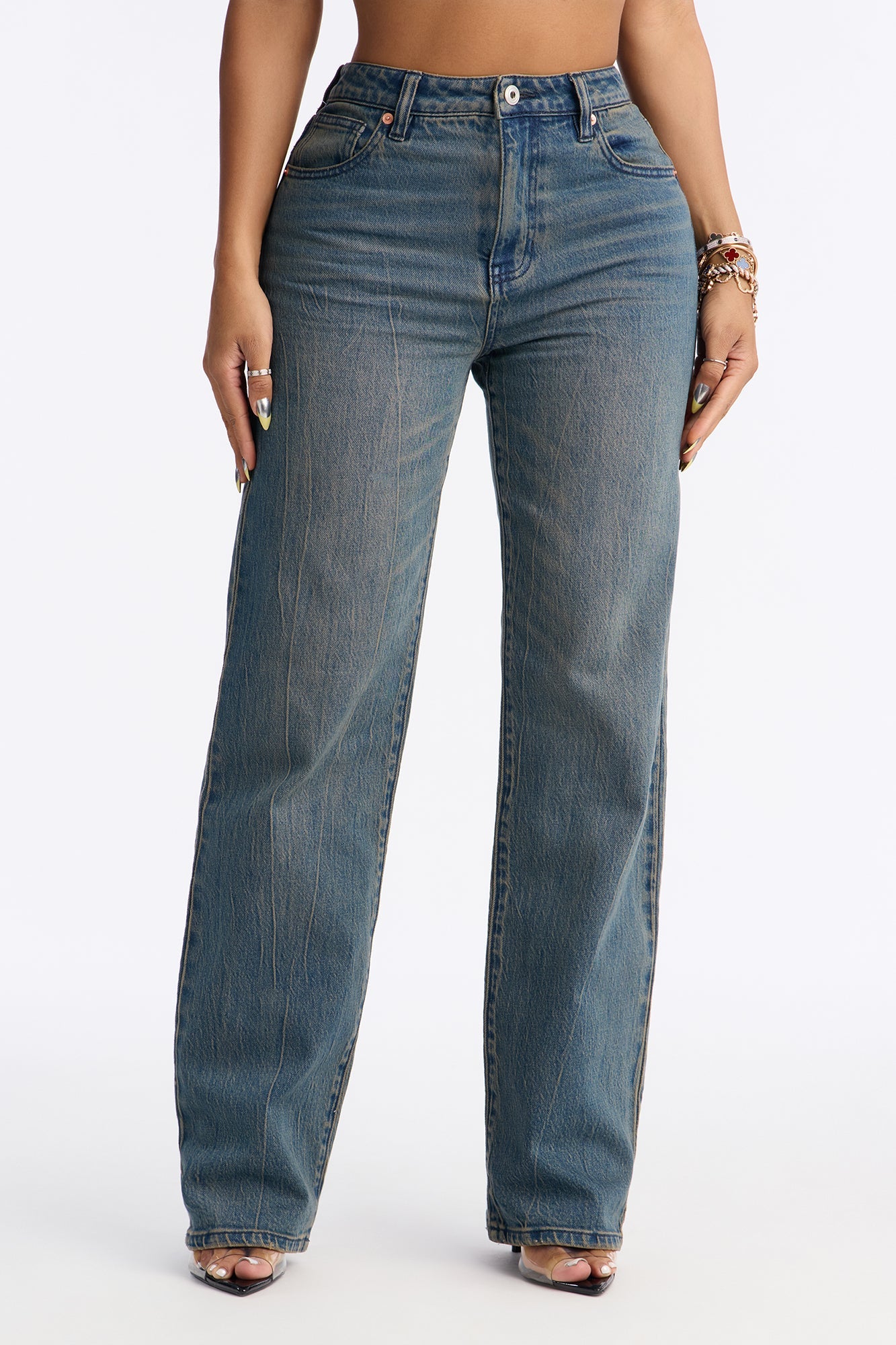Look Around Slim Straight Leg Jeans - Dark Wash