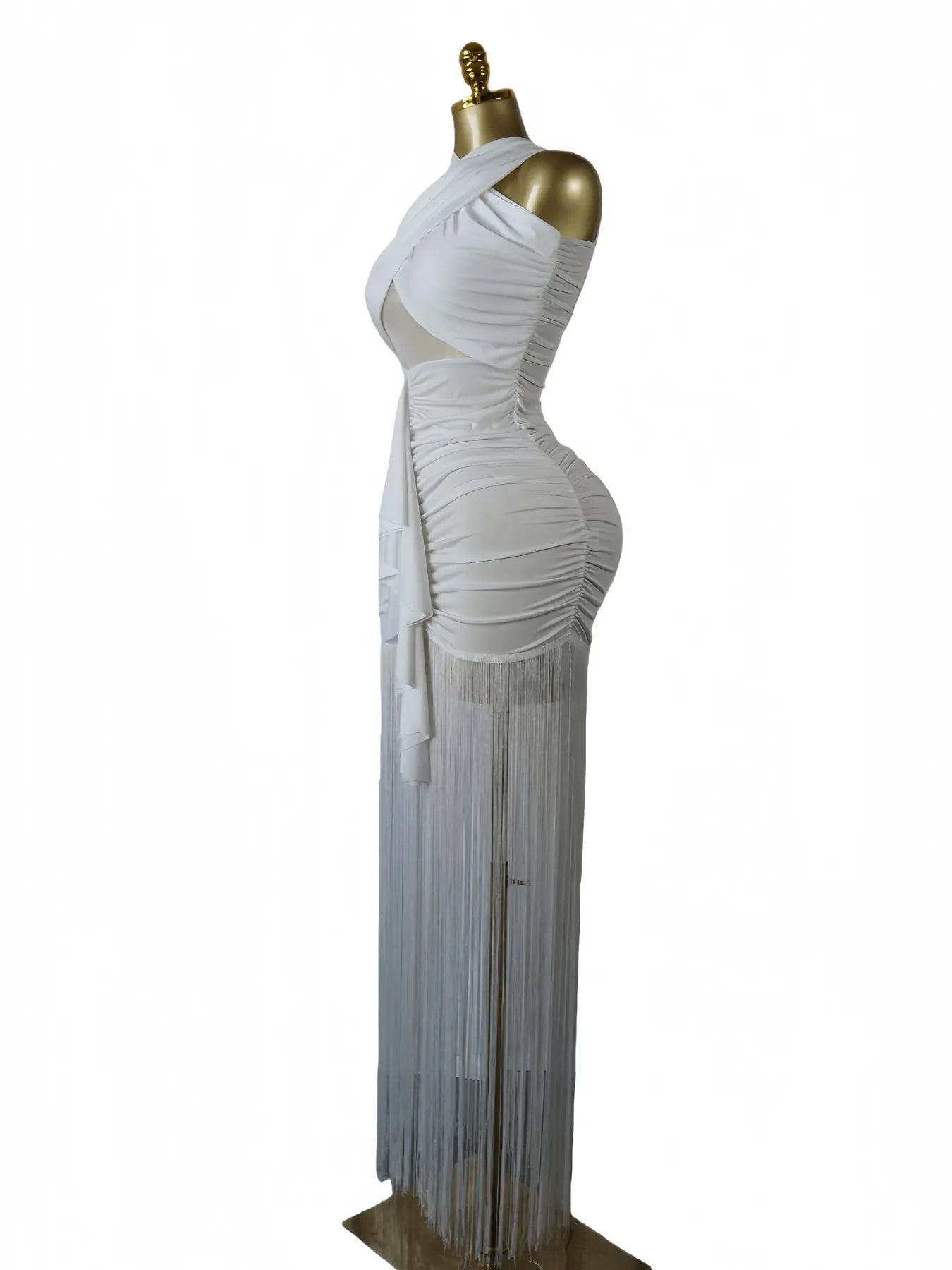 Women's Cross Strap Sleeveless Fringe Maxi Formal Prom Dress,Spring Lady Skirts,Sexy Design Elegant Style Party Outfit,Evening Cocktail Night Tassel Chic Engagement Dresses