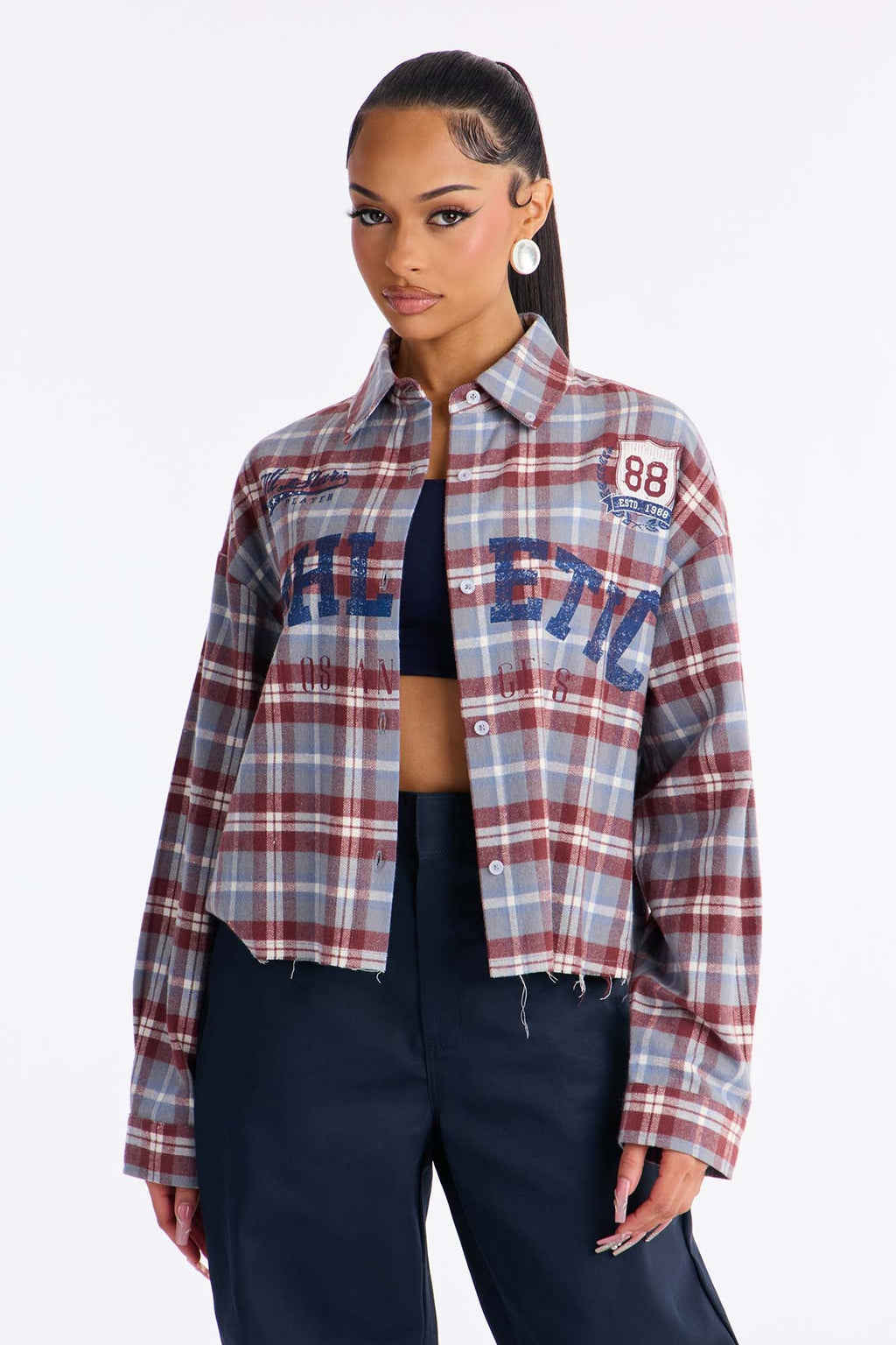 Athletic Academy Plaid Long Sleeve Flannel - Wine/combo