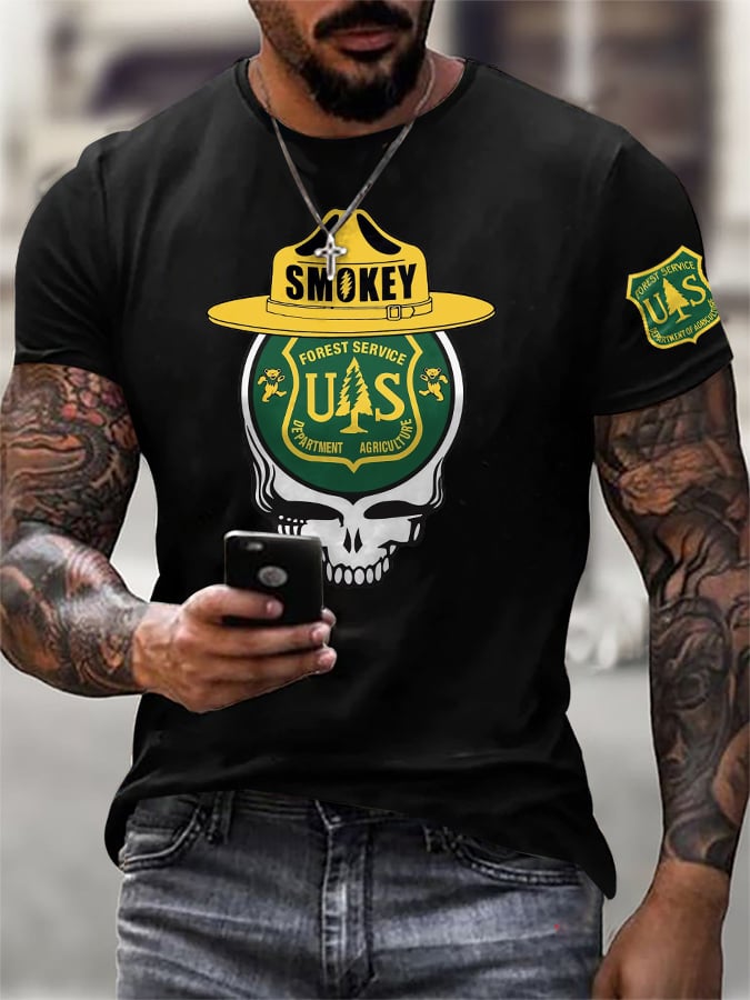 Men's Retro Resist Save The Forest Service Print T-Shirt