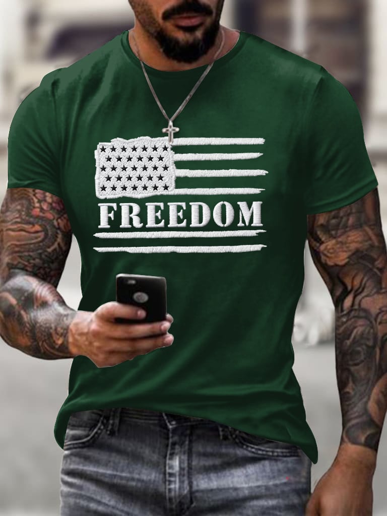 Men's Casual Fashion Freedom Flag T-Shirt