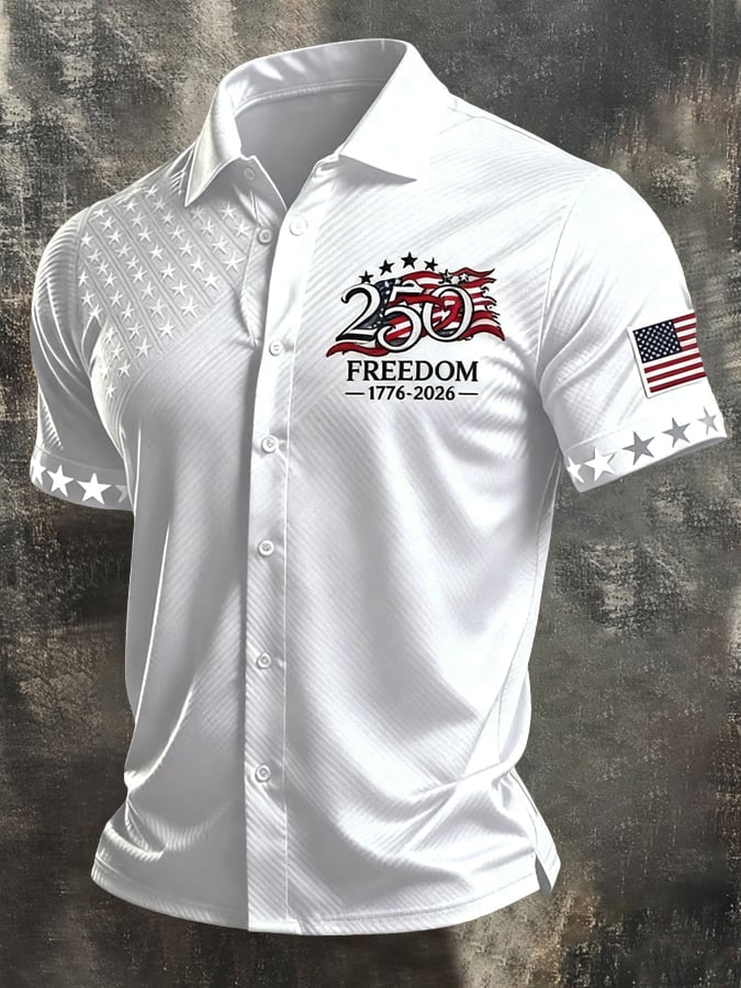 Men's Retro Independence Day Patriot Short-Sleeve Shirt