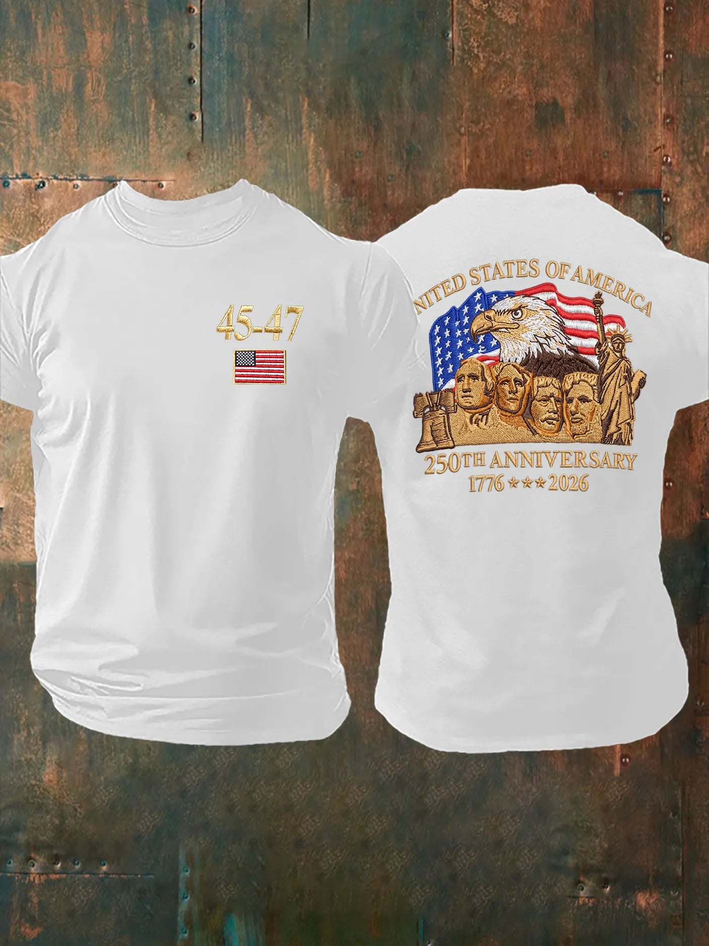 Men's Retro United States Of America 250th Anniversary Print T-Shirt
