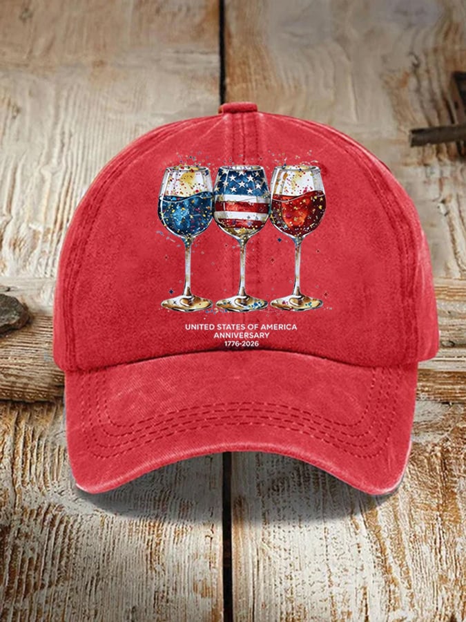 250th Anniversary Wine Glass Celebration Print Casual Hat