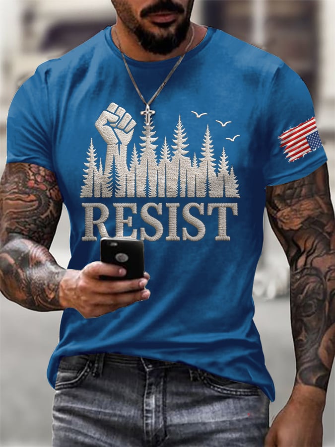 Men's Retro Resist Save The Forest Service Print T-Shirt