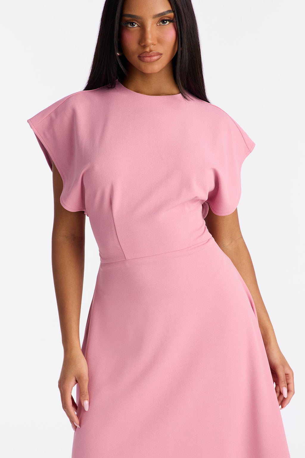 Emerie A Line Midi Dress - Black