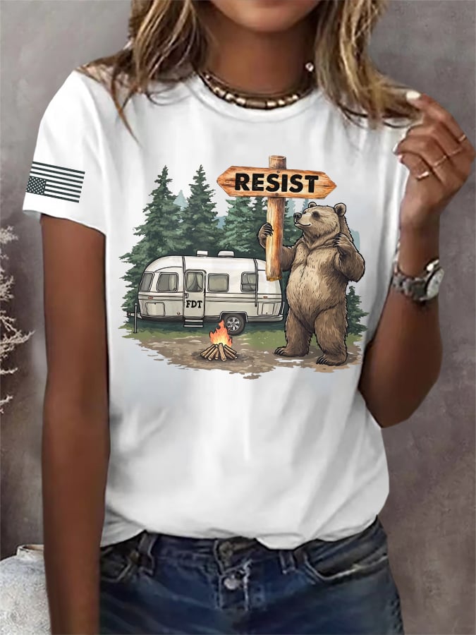 Retro Resist Save The Forest Service Print T-Shirt