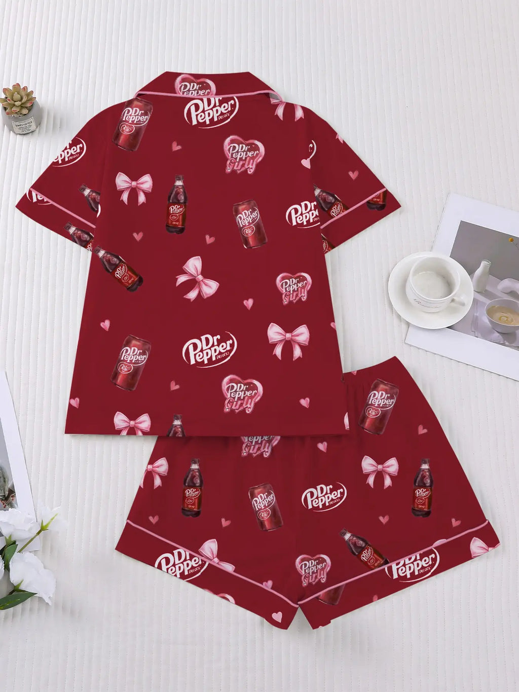 Women's Heart Bow Print Sleepwear Set