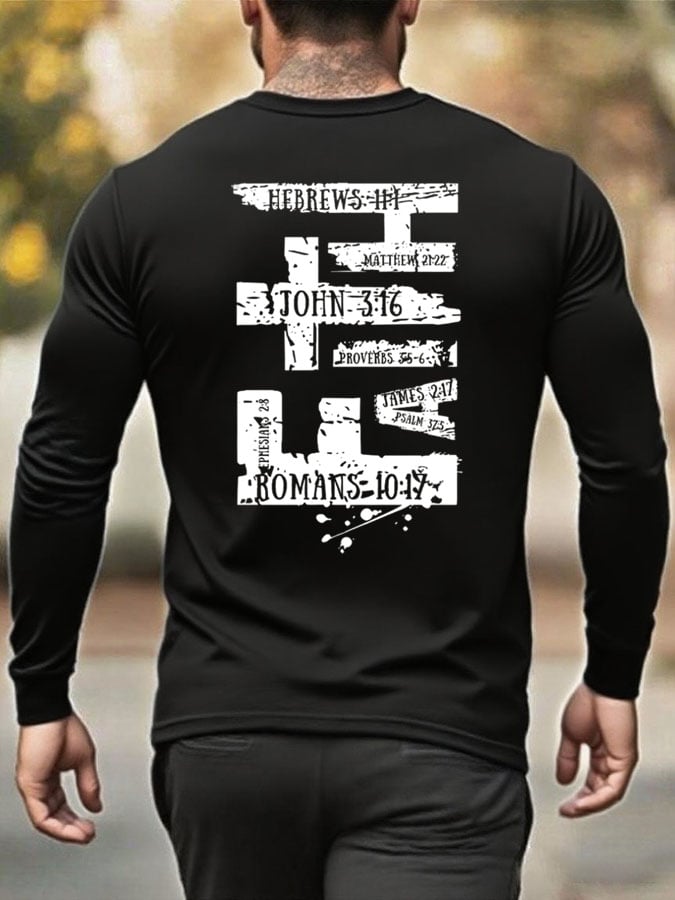 🔥Buy 3 Get 15% Off🔥Men's Faith Cross Print Crew Neck T-shirt