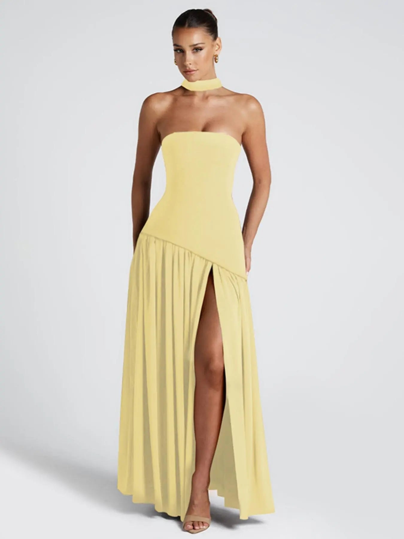Women's Elegant Strapless Split Thigh Tube Dress