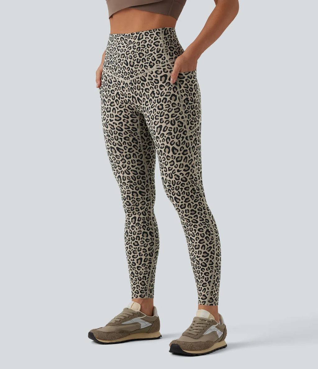 UltraSculptTM Leopard Print High Waisted Tummy Control Yoga Leggings with Pockets