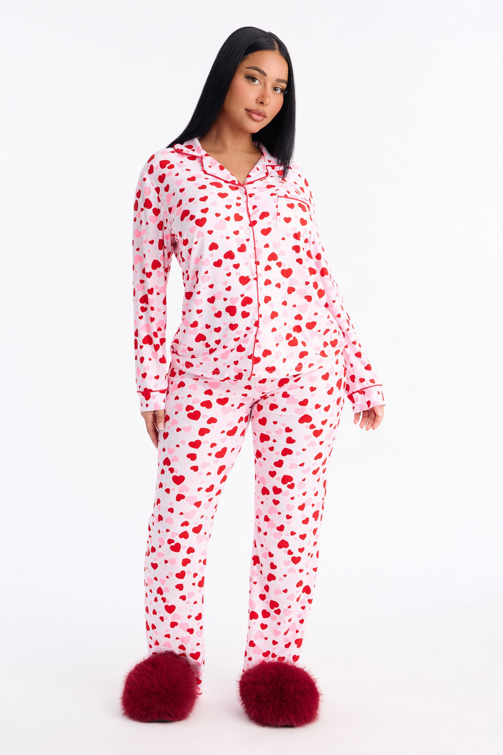 So Lovely Long Sleeve PJ Pant Set - White/combo