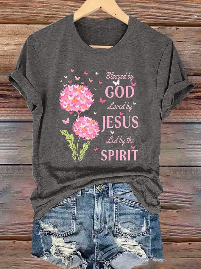 Women's Blessed by God Loved by Jesus Led by the Spirit T-Shirt
