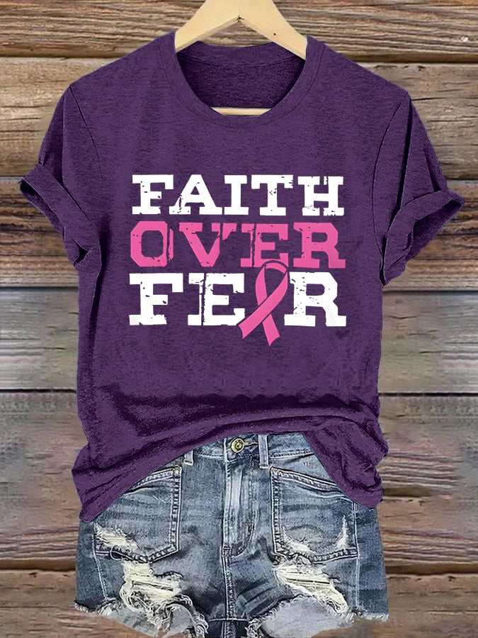 Women's  Faith Over Anxiety Breast Cancer Classic T-Shirt