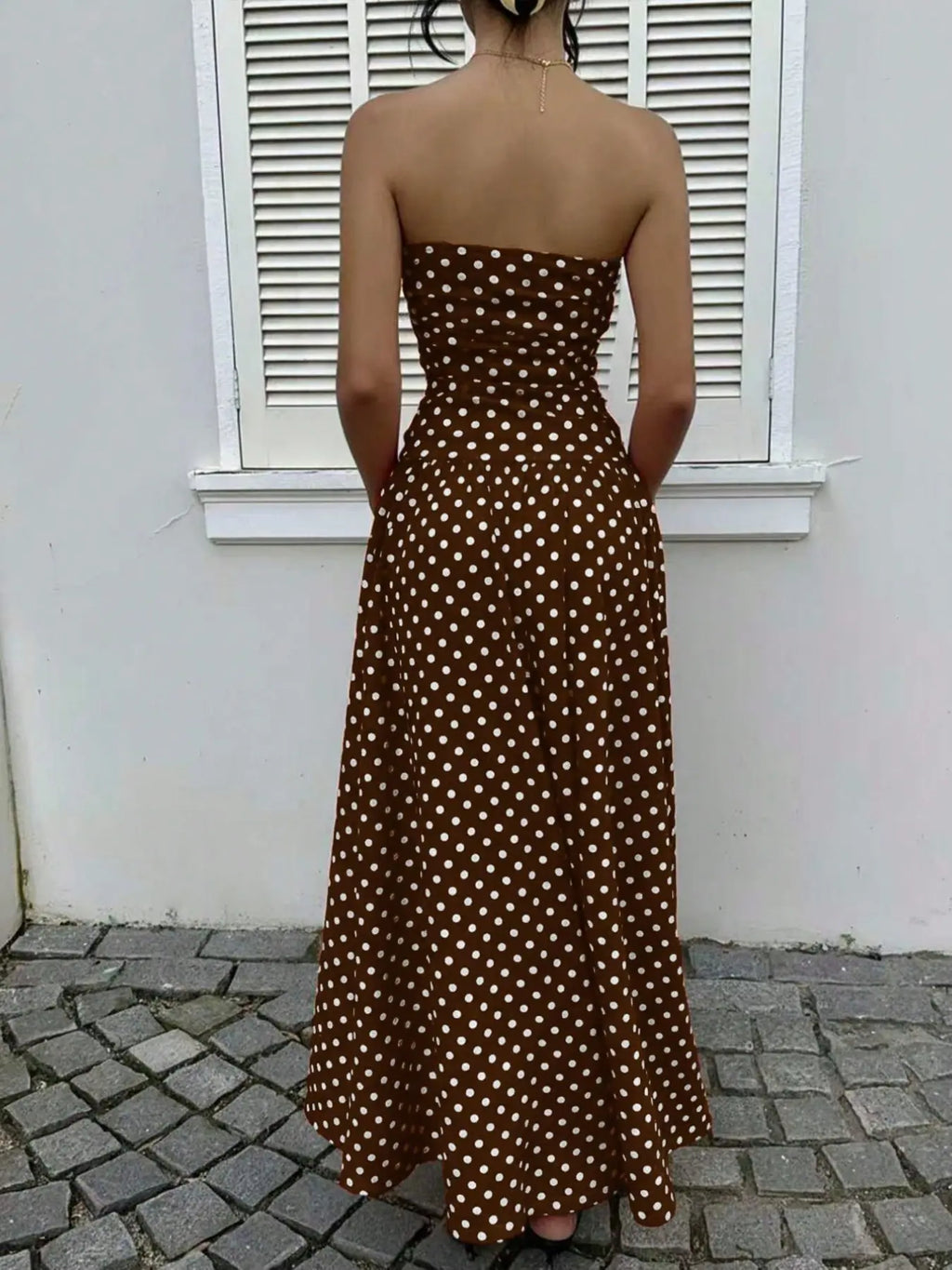 Women's Polka Dot Printed Ruched Waist Sleeveless Halter Dress, Elegant All Season Fashion, Perfect for Casual Wear, Stylish and Comfortable, Casual Fashion Chic, Casual Chic Outfit
