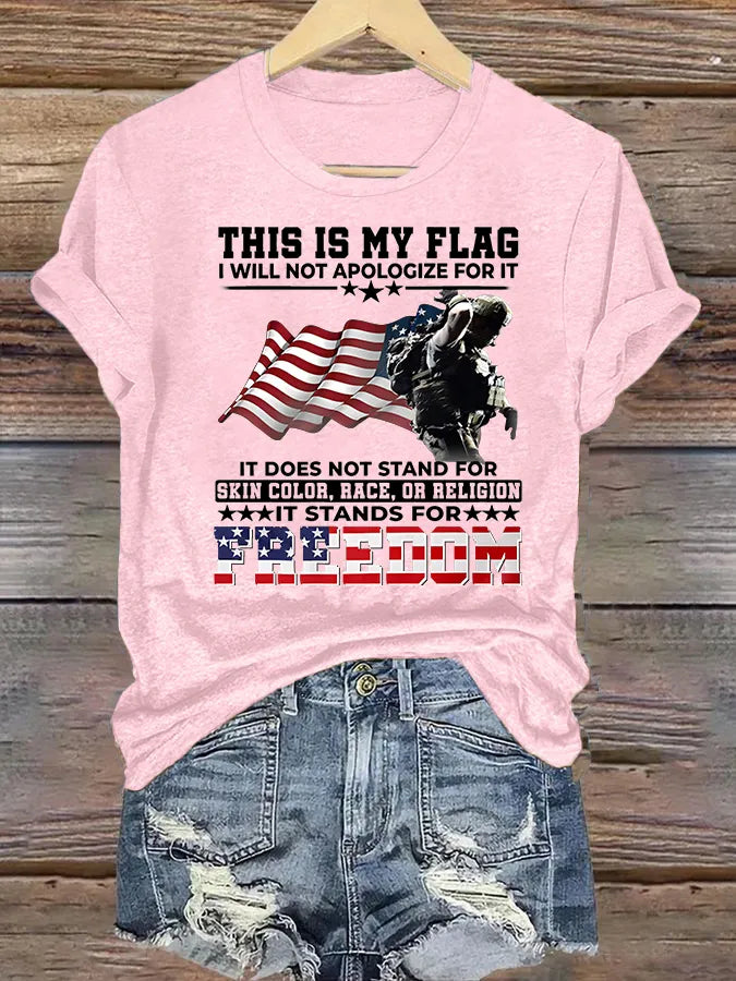 Women's  THIS IS MY FLAG Print T-Shirt