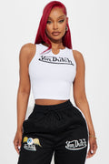 Von Dutch Ribbed Notch Neck Tank Top