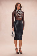 Steal The Show Rhinestone Mesh Bodysuit - Black