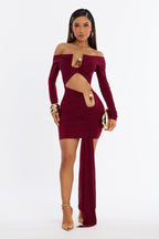 Kaylor Stone Hardware Draped Mini Dress - Teal