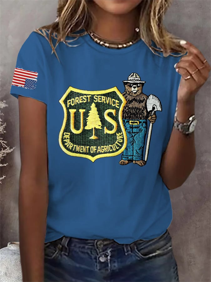 Retro Save The Forest Service Print T-Shirt