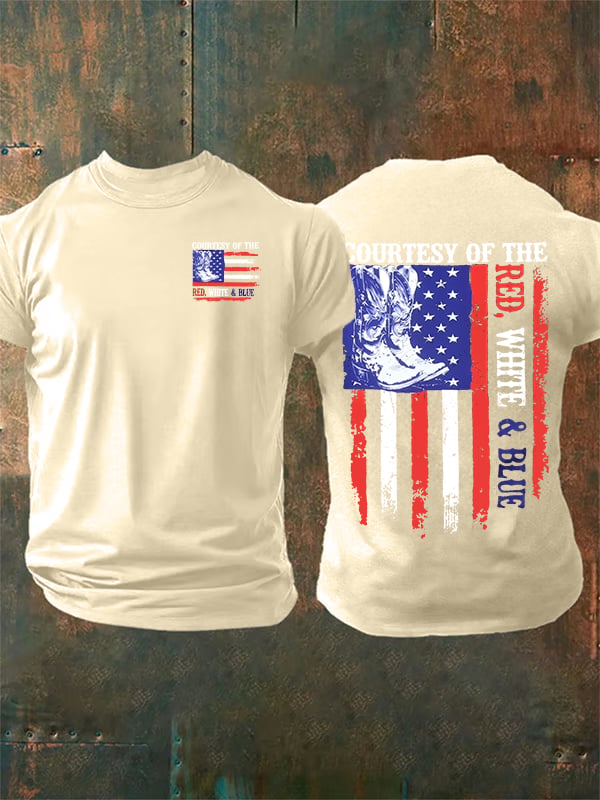 Men's  Courtesy Of Red White And Blue 250th Anniversary Flags T-Shirt