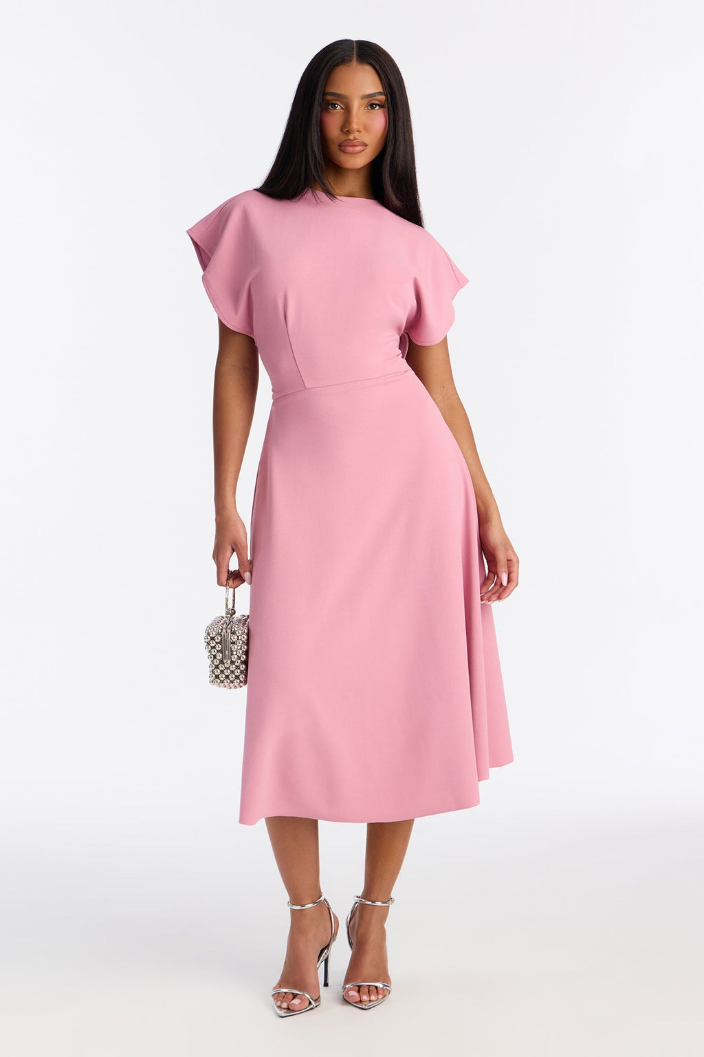 Emerie A Line Midi Dress - Black