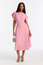Emerie A Line Midi Dress - Black