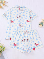 Women's All Over Dachshund Print Shirt & Elastic Waist Shorts Pyjama Two-piece Set