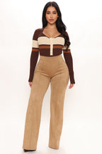 Love and Lattes Stripe Bodysuit - Brown