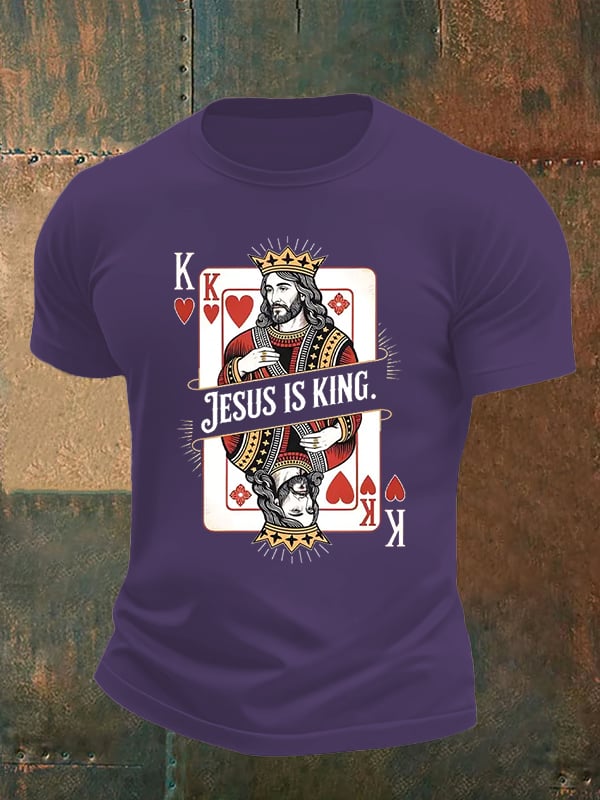 Men's  Jesus Is King Christian  Print T-Shirt