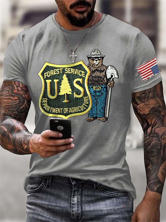 Men's Retro Save The Forest Service Print T-Shirt