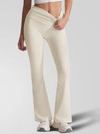 New Sporty Flared Trousers, High Waist Slim-Fit, Breathable Quick-Dry, Side Pockets, Yoga Running Gym Wear, All Seasons, Flared Yoga Bottoms