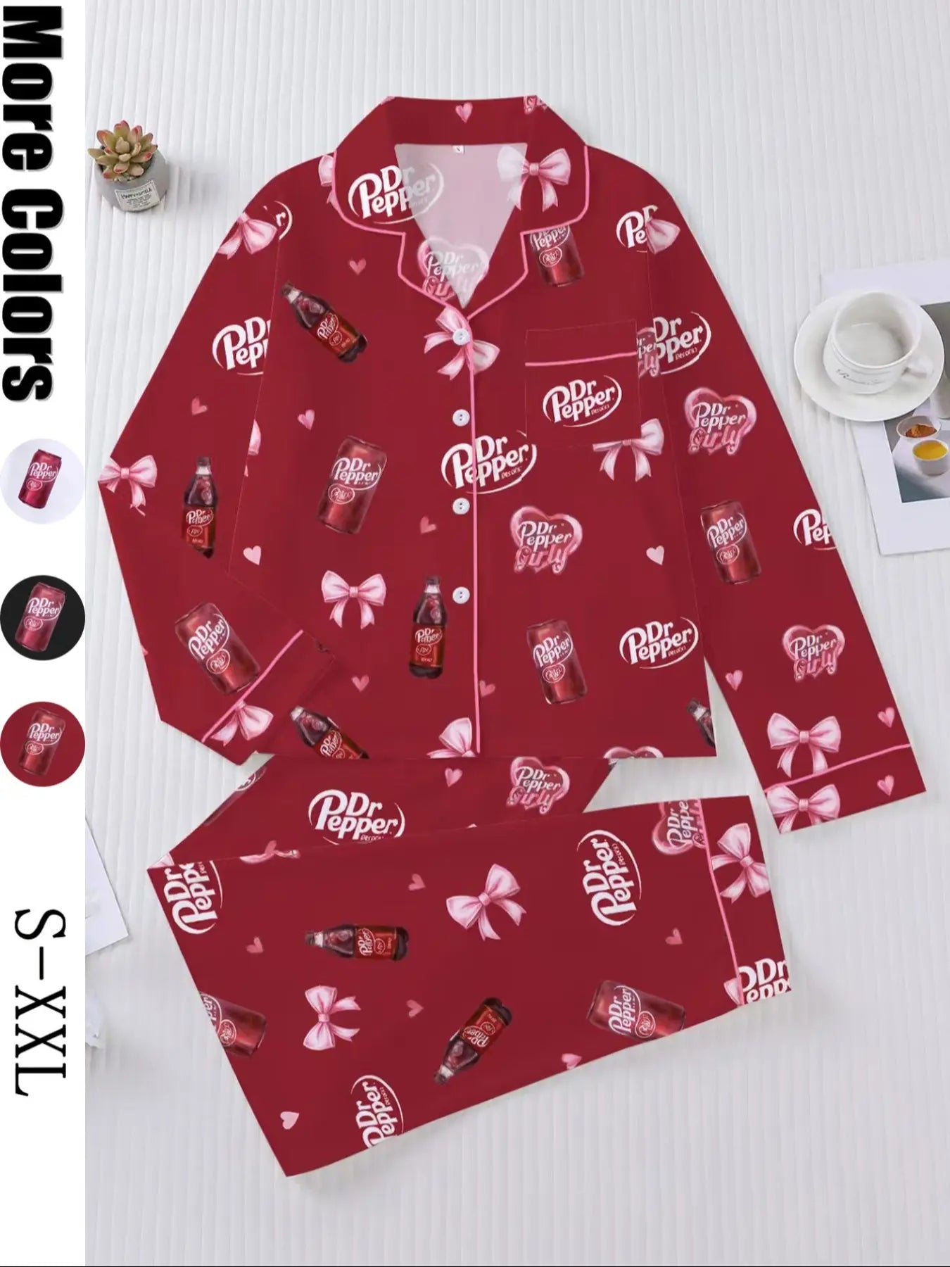 Women's Heart-shaped drink bottle Sleepwear Set