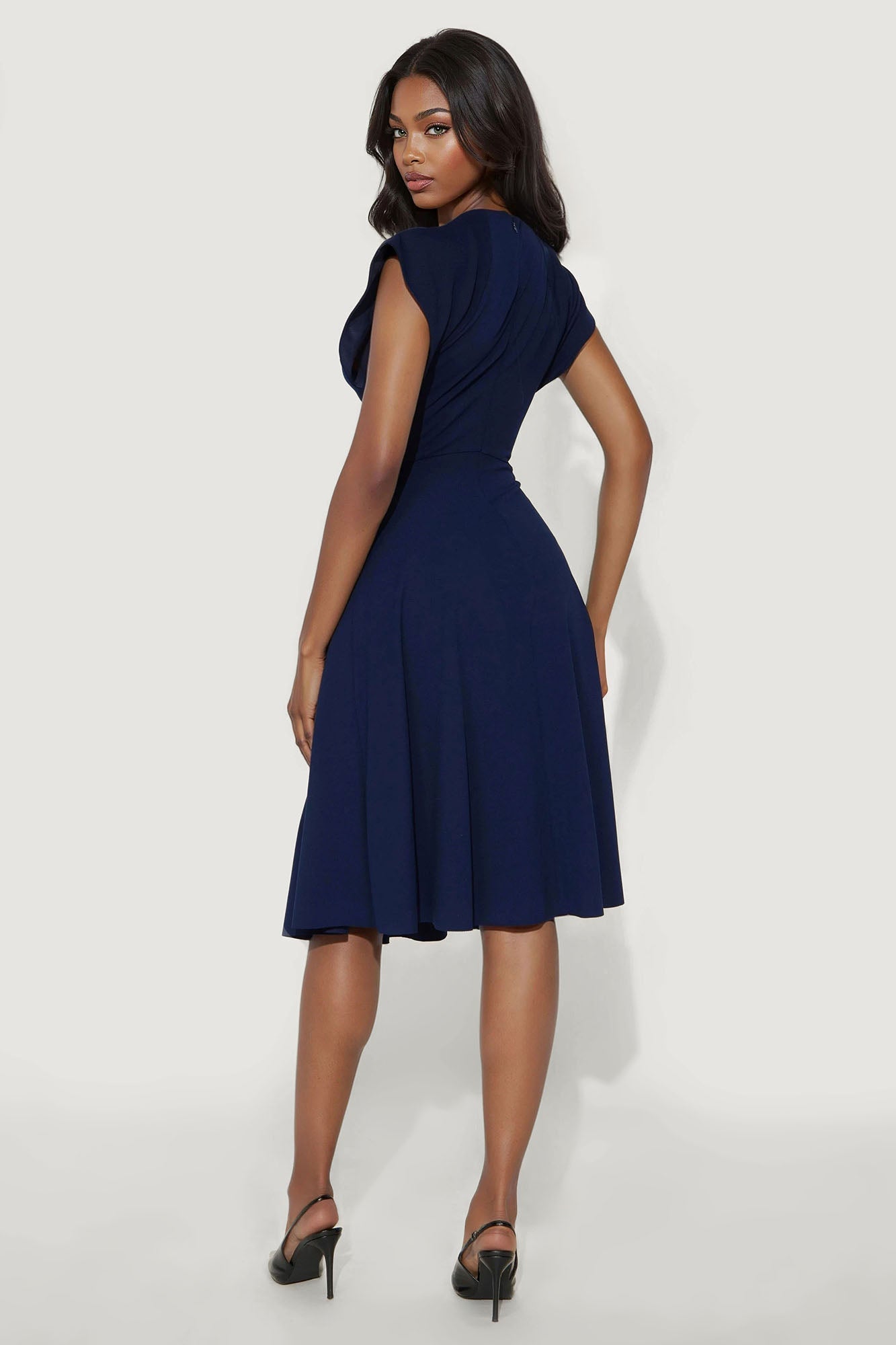 Emerie A Line Midi Dress - Black