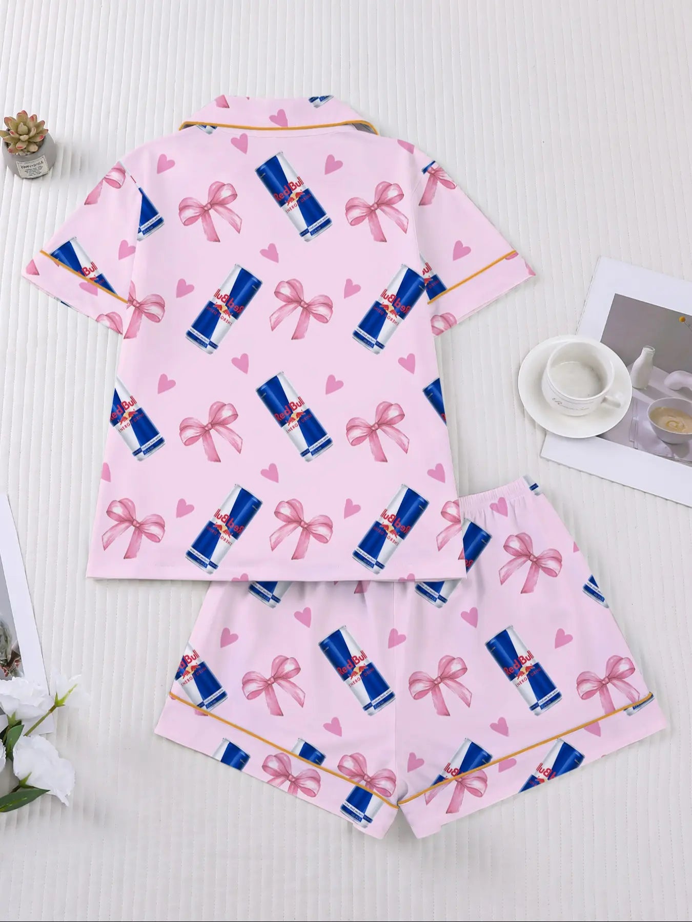 Women's Heart & Bow Print Sleepwear Set