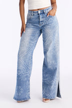 Playa Days Stretch Wide Leg Jeans - Light Wash