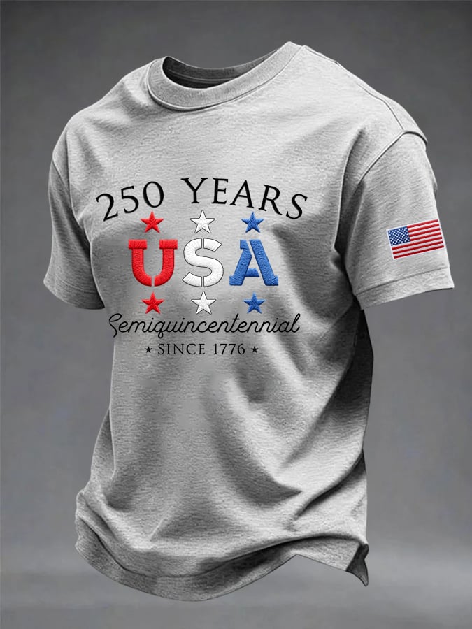Men's Celebrate 250th Anniversary Print Round Neck T-shirt