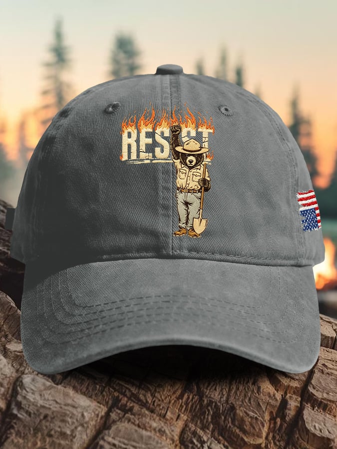Retro Resist Save The Forest Service Print Baseball Cap