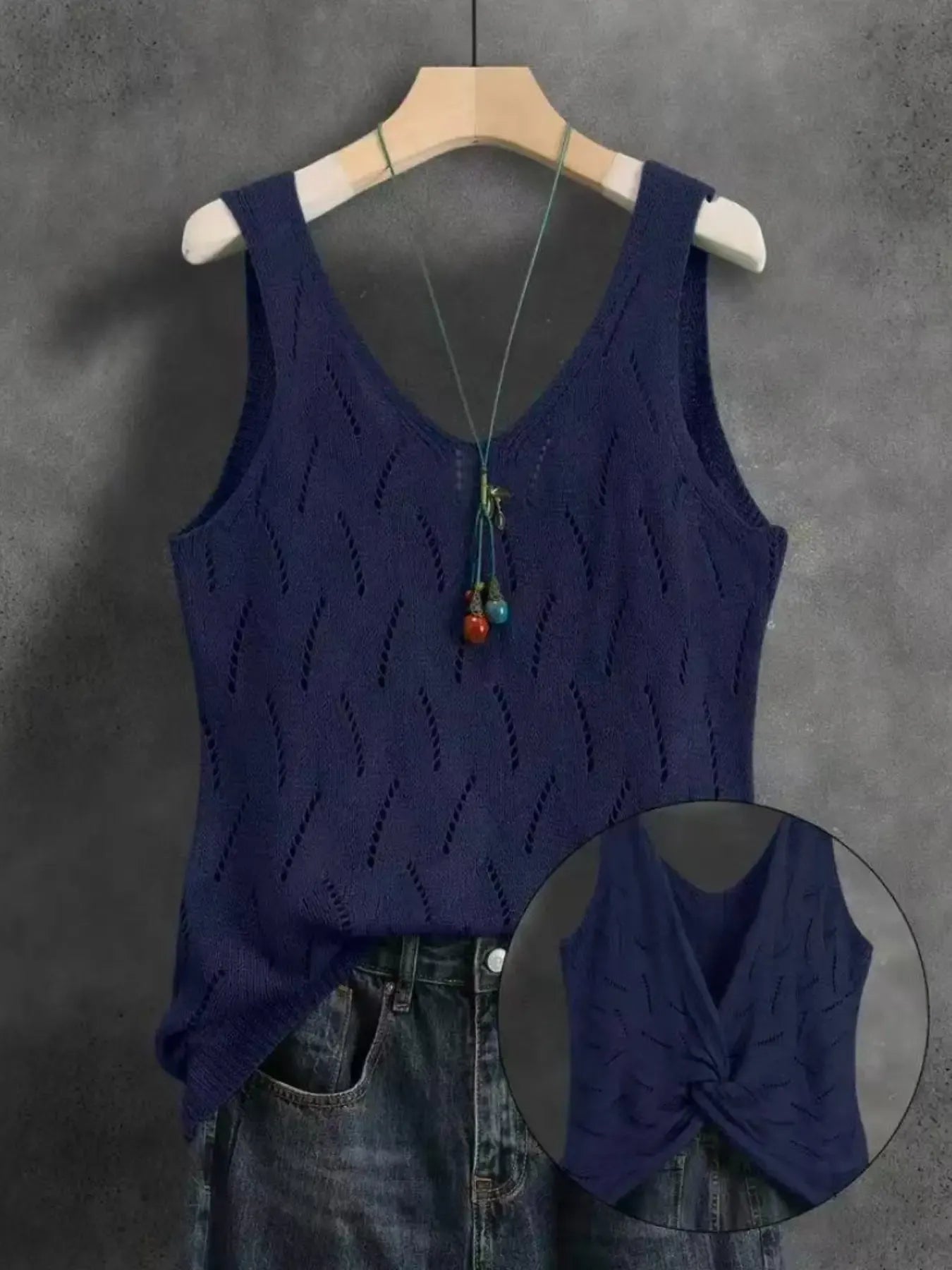 Women's V-Back Cutout Cross Camisole Tank Top, Summer Casual Sleeveless Backless Twist Knot Top, Lightweight Breathable Versatile Elegant Fashion Top